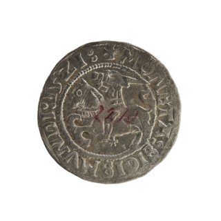 Lithuanian half-grosz, Sigismund I the Old (king of Poland; 1506–1548). R8 (rarity). Polish coin of
