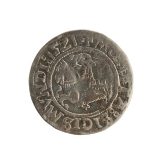 Lithuanian half-grosz, Sigismund I the Old (king of Poland; 1506–1548). Silver coin (half-grosz),