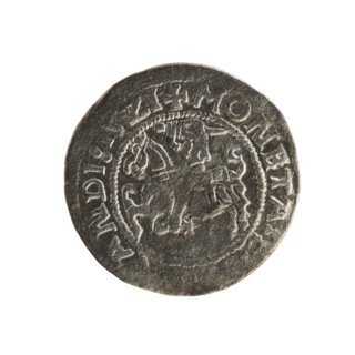 Lithuanian half-grosz, Sigismund I the Old (king of Poland; 1506–1548). R8 (rarity). Polish coin,