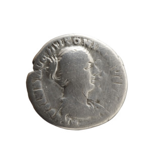 Denarius of Faustina the Younger (ca. 130–176; Roman empress 161–176; Augusta 147–161). Obverse: