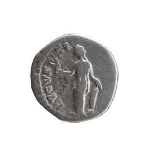 Denarius of Faustina the Younger (ca. 130–176; Roman empress 161–176; Augusta 147–161). Obverse: