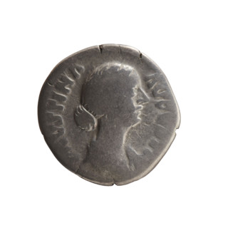 Denarius depicting Faustina the Younger (ca. 130–176; Roman empress 161–176) and Marcus Aurelius