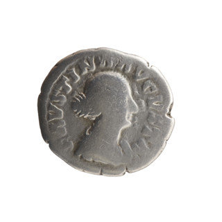 Denarius of Faustina the Younger (ca. 130–176), Roman empress 161–176; Marcus Aurelius (121–180),