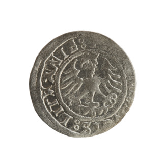 Lithuanian half-grosz, Sigismund I the Old (king of Poland; 1506–1548). Polish coin of the