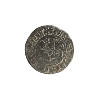 Lithuanian half-grosz, Sigismund I the Old (King of Poland; 1506–1548). Obverse: Pogon (Lithuanian