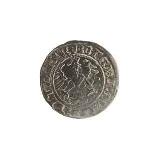 Lithuanian half-grosz, Sigismund I the Old (King of Poland; 1506–1548). Obverse: Pogon turned left;