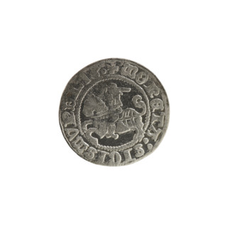 Lithuanian half-grosz, Sigismund I the Old (King of Poland; reign 1506–1548). Obverse: Pogon
