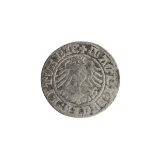 Lithuanian half-grosz, Sigismund I the Old (King of Poland; 1506–1548). Obverse: Pogon (Lithuanian