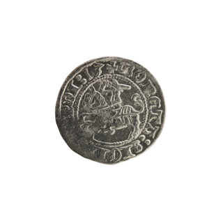 Lithuanian half-grosz, Sigismund I the Old (King of Poland; 1506–1548). Obverse: Pogon (Lithuanian