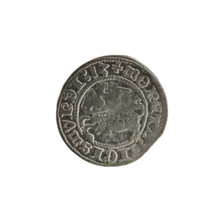 Lithuanian half-grosz, Sigismund I the Old (king of Poland, 1506–1548). Obverse: Pogon (Lithuanian