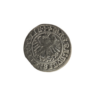 Lithuanian half-grosz, Sigismund I the Old (king of Poland; 1506–1548). R8 (rarity). Polish coin,