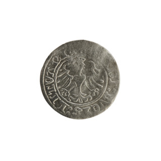 Lithuanian half-grosz, Sigismund I the Old (King of Poland; 1506–1548). Obverse: Pogon (mounted
