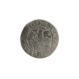 Lithuanian half-grosz, Sigismund I the Old (King of Poland; 1506–1548). Obverse: Pogon turned left;