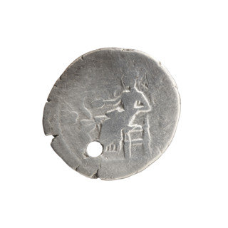Denarius (with a hole). Obverse: Bust of Faustina the Younger in drapery facing right, inscription