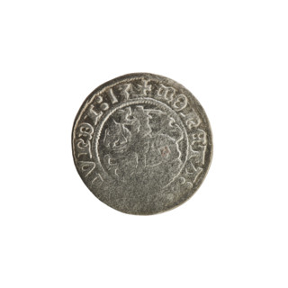 Lithuanian half-grosz, Sigismund I the Old (King of Poland; 1506–1548). Obverse: Pogon (Lithuanian