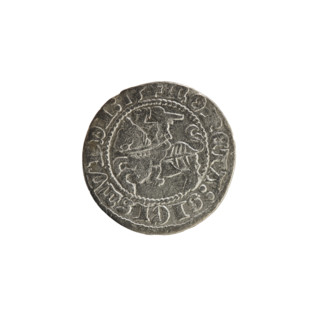 Lithuanian half-grosz, Sigismund I the Old (King of Poland; 1506–1548). Obverse: Pogon (Lithuanian