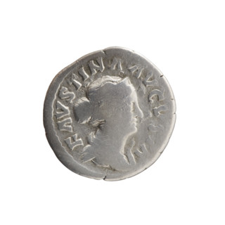Denarius of Faustina the Younger (ca. 130–176), Roman empress 161–176; Marcus Aurelius (121–180),