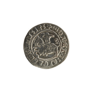 Half-grosz coin of Sigismund I the Old (King of Poland, r. 1506–1548), 1513. Obverse: Pogon