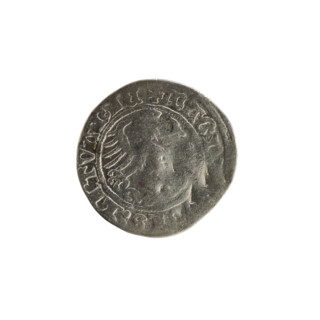 Lithuanian half-grosz, Sigismund I the Old (king of Poland; 1506–1548). R8 (rarity). Polish coin,