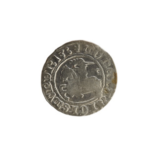 Lithuanian half-grosz, Sigismund I the Old (King of Poland; 1506–1548). Obverse: Pogon (Lithuanian