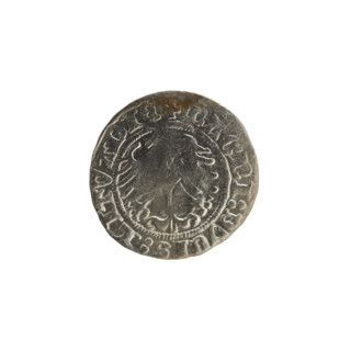 Lithuanian half-grosz, Sigismund I the Old (King of Poland; 1506–1548). Obverse: Pogon (Lithuanian