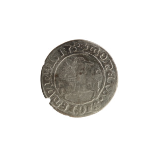 Lithuanian half-grosz, Sigismund I the Old (King of Poland; 1506–1548). Obverse: Pogon (Lithuanian
