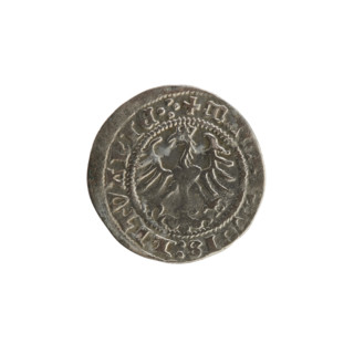 Lithuanian half-grosz, Sigismund I the Old (King of Poland; 1506–1548), 1513. Obverse: Pogon