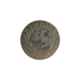 Lithuanian half-grosz, Sigismund I the Old (King of Poland; 1506–1548). Obverse: Pogon (mounted