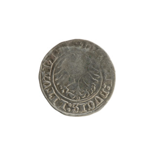 Lithuanian half-grosz, Sigismund I the Old (King of Poland; 1506–1548), 1513. Obverse: Pogon