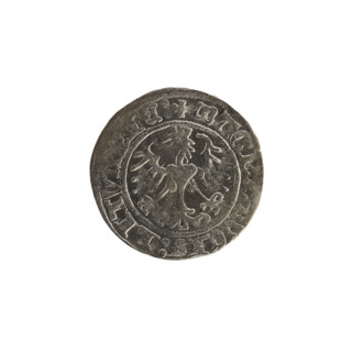 Lithuanian half-grosz, Sigismund I the Old (King of Poland; 1506–1548). Obverse: Pogon (Lithuanian