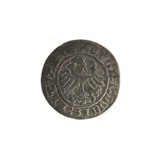 Lithuanian half-grosz, Sigismund I the Old (King of Poland; 1506–1548). Obverse: Pogon (Lithuanian