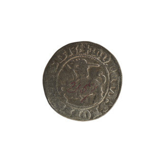 Lithuanian half-grosz, Sigismund I the Old (King of Poland; 1506–1548). Obverse: Pogon (Lithuanian