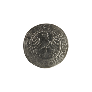Lithuanian half-grosz, Sigismund I the Old (King of Poland; 1506–1548). Obverse: Pogon (mounted