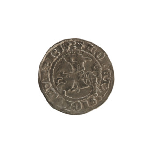 Lithuanian half-grosz, Sigismund I the Old (King of Poland; r. 1506–1548). Obverse: Pogon