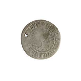 Lithuanian half-grosz, Sigismund I the Old (King of Poland; 1506–1548), 1513. Obverse: Pogon