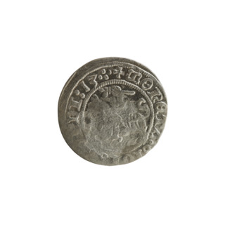 Lithuanian half-grosz, Sigismund I the Old (King of Poland; 1506–1548). Obverse: Pogon (Lithuanian