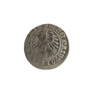 Lithuanian half-grosz, Sigismund I the Old (King of Poland; 1506–1548). Obverse: Pogon (Lithuanian