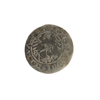 Lithuanian half-grosz, Sigismund I the Old (King of Poland; 1506–1548). Obverse: Pogon (Lithuanian