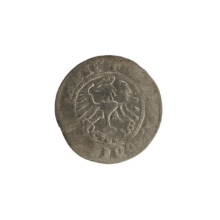Lithuanian half-grosz, Sigismund I the Old (King of Poland; 1506–1548). Obverse: Pogon (mounted