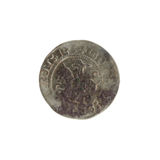Lithuanian half-grosz, Sigismund I the Old (King of Poland; reign 1506–1548). Obverse: Pogon