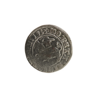 Lithuanian half-grosz, Sigismund I the Old (King of Poland; 1506–1548). Obverse: Pogon (Lithuanian