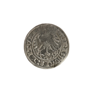 Lithuanian half-grosz, Sigismund I the Old (King of Poland; 1506–1548). Obverse: Pogon (Lithuanian