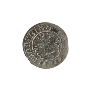 Lithuanian half-grosz, Sigismund I the Old (King of Poland; 1506–1548). Obverse: Pogon (Lithuanian