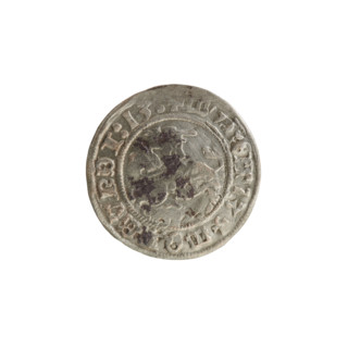Lithuanian half-grosz, Sigismund I the Old (King of Poland; 1506–1548). Obverse: Pogon (Lithuanian