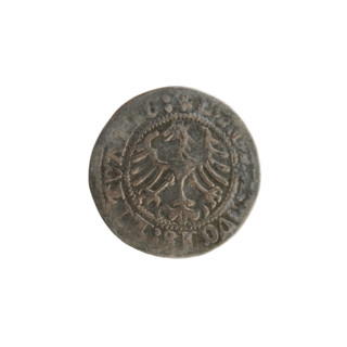 Lithuanian half-grosz, Sigismund I the Old (King of Poland; 1506–1548). Obverse: Pogon (Lithuanian