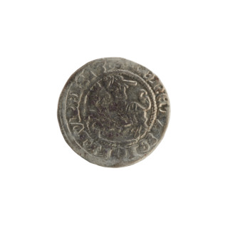 Lithuanian half-grosz, Sigismund I the Old (King of Poland; 1506–1548). Obverse: Pogon (Lithuanian