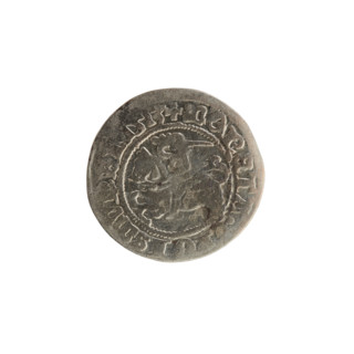 Lithuanian half-grosz, Sigismund I the Old (King of Poland; 1506–1548), 1513. Obverse: Pogon