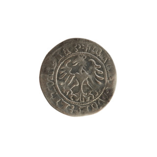 Lithuanian half-grosz, Sigismund I the Old (King of Poland; 1506–1548). Obverse: Pogon (Lithuanian