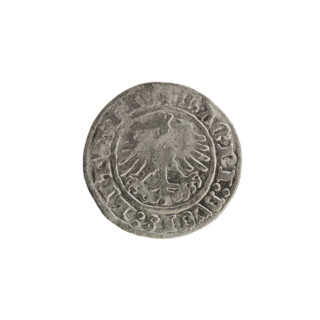 Lithuanian half-grosz, Sigismund I the Old (King of Poland; 1506–1548), 1513. Obverse: Pogon