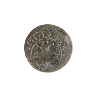 Lithuanian half-grosz, Sigismund I the Old (King of Poland; 1506–1548). Obverse: Pogon (Lithuanian